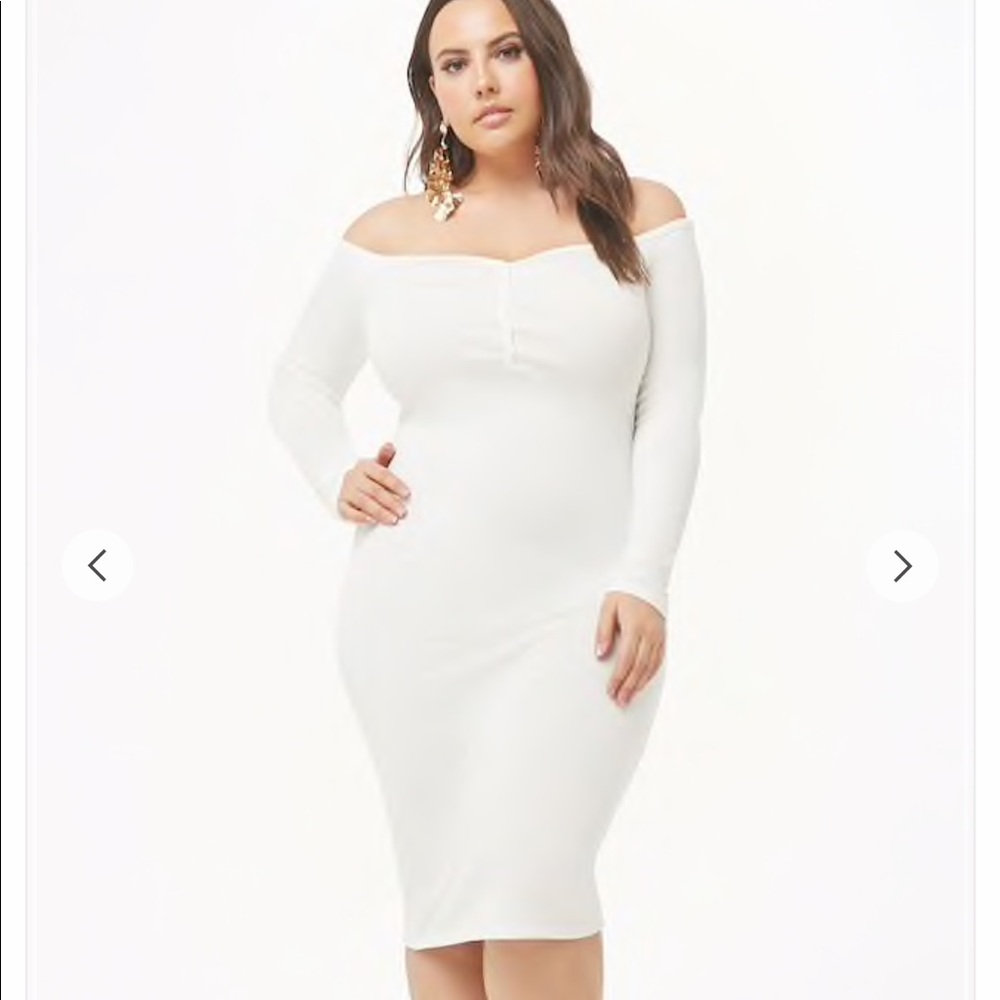 White midi off the shoulder dress!